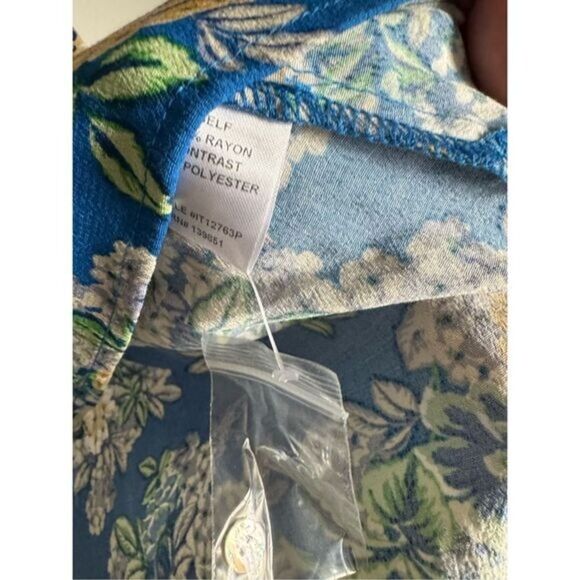 NEW ODDY blue floral crochet button front flowy tunic top sz 3X boho cottage lac - Picture 8 of 11